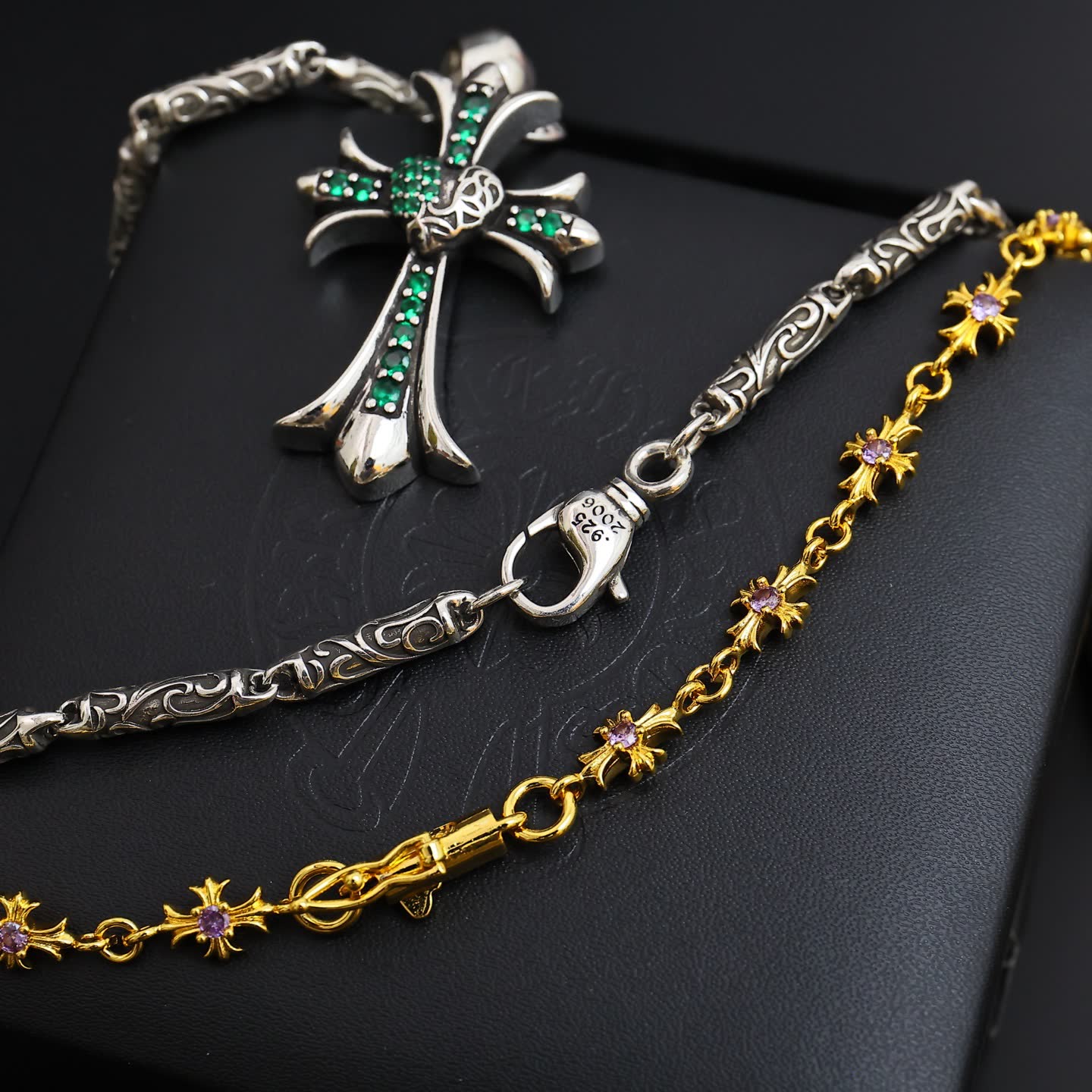 Chrome Hearts Silver Cross Pendant with Chain
